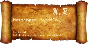 Metzinger Rabán névjegykártya